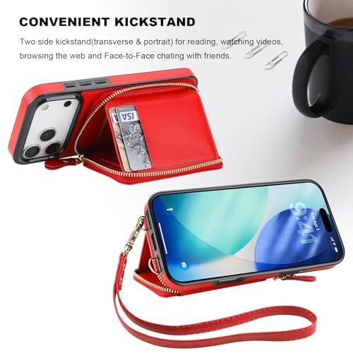 Bocasal RFID Blocking Crossbody Wallet Case for iPhone 17 Pro Max Red by Bocasal - Used condition - Image 6