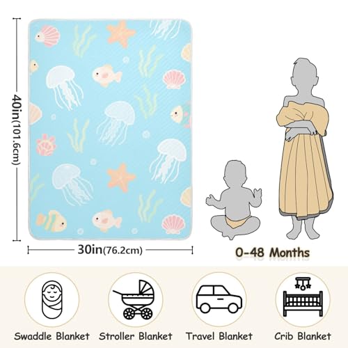 Custom Cute Cartoon Jellyfish Sea Animal Muslin Swaddle Blanket Soft para personalizado Tigers Blankets for Kids for Nursery Stroller Crib 30x40in para Bebes recien nacidos3