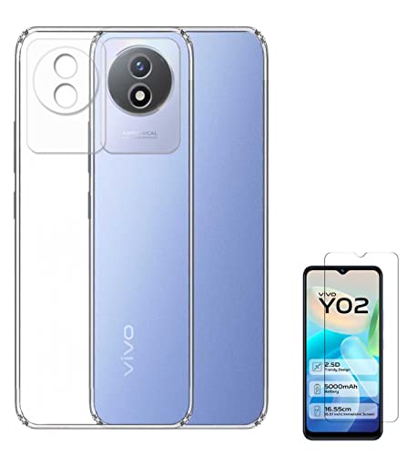 Image of Transparent Soft Silicone TPU Flexible Back Cover Compatible with Vivo Y02 and Screen Guard