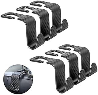 Auto Hooks, 6pcs Car Hooks Black Car Storage Hooks Portable Organizer Holder Hooks Coat Hanger Hooks, Car Handbag Holder Back Seat Headrest Hanger For Coat Purse Grocery Bag Holder (Black-6pcs)