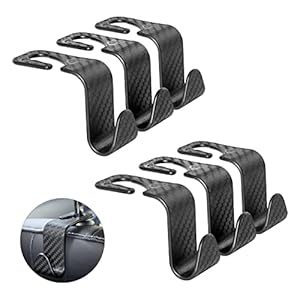 COEKI Auto Hooks, 6pcs Car Hooks Black Car Storage Hooks Portable Organizer Holder Hooks Coat Hanger Hooks, Car Handbag Holder Back Seat Headrest Hanger for Coat Purse Grocery Bag Holder (Black-6pcs)
