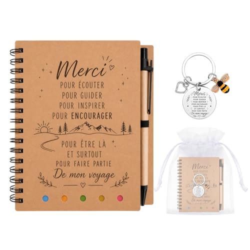 Cadeau Maitresse d'école - Carnet Kraft, Stylo & Porte-clés Merci Maitresse