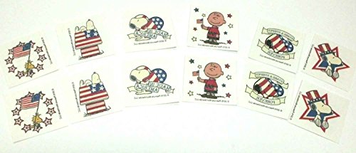 Peanuts Patriotic Tattoos ~ Snoopy with Woodstock in Holiday Poses (12 Temporary Tattoos)