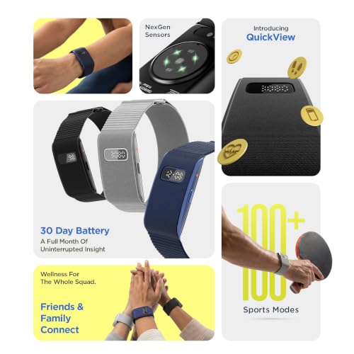 Image of Pebble Qore View Fitness Band with 30 Days Battery Life | 100+ Sports Modes | Advanced Health Tracking | HR & SpO2| Stress | Sleep Monitoring (Deep Black)