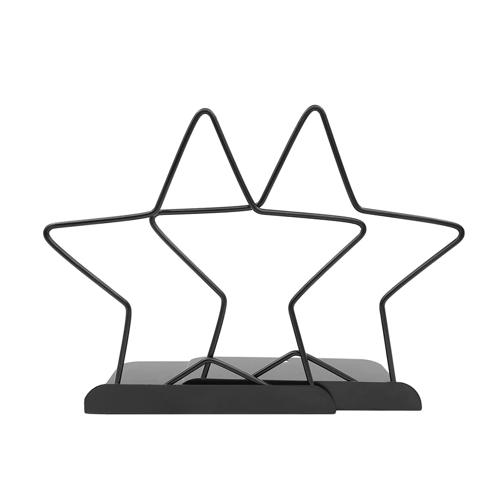 Buchstütze mit Stern, rutschfest, Metall, Buchstützen für Zuhause, Regale, Schule, Büro, Dekoration, Kinder, Studium, Geschenk (schwarz)