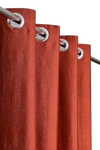 Image of Curtains 9 Feet Long for Living Room - Long Door Curtains Set 1 Pcs Panel, Solid Parda for Home Decor & Office Rust Colour 9 feet (48 x 108 Inch) - 1 Pcs
