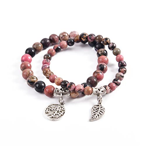 Image of YGLINE Tree of Life Yoga Healing Stone Bracelets,Multilayer Lotus Chakra Stone Reiki Bracelet Sets,Anxiety Crystal Natural Stone,for Women Stress Relief