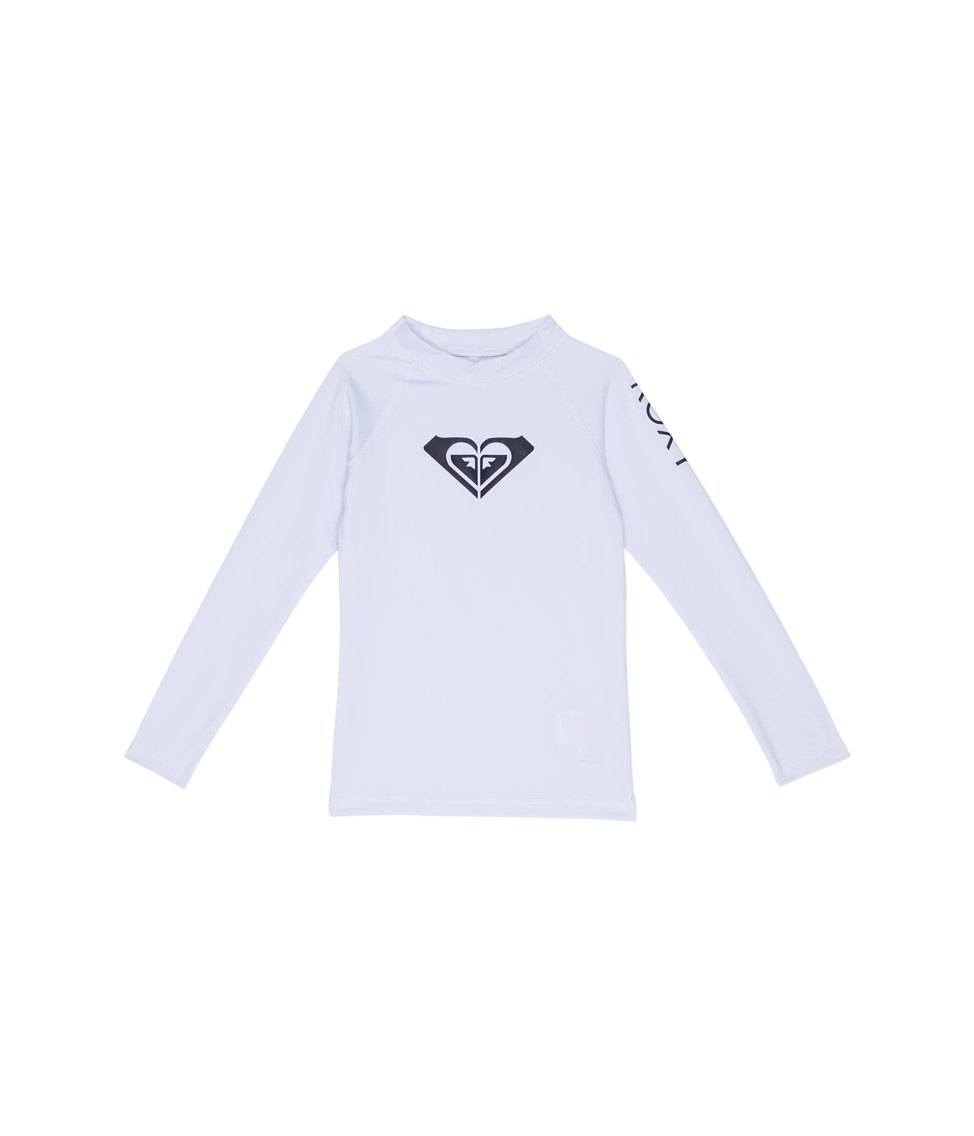 Roxy Girl's Whole Hearted Long Sleeve Rashguard (Toddler/Little Kids/Big Kids) Bright White 5 Little Kid