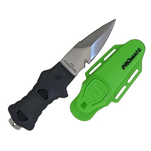 Promate Point Tip Scuba Dive BC Knife (3" Blade), Green