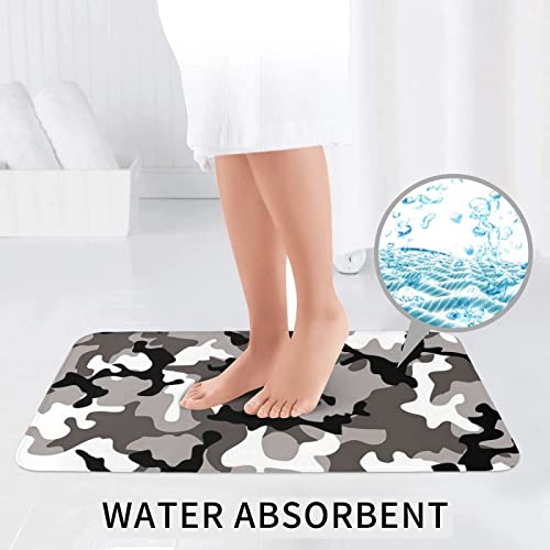 DEPILA Badezimmer 3-teiliges Badezimmerteppich-Set Schwarz Grau Weiß Camo-Druck 3-teiliges Badezimmerteppich-Set Badematte + Kontur + Toilettendeckelbezug Badezimmer-Antirutsch-Pad Sets – Bild 7
