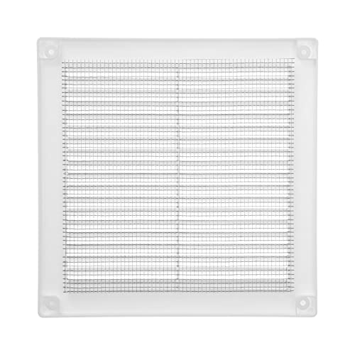 Ecopro Vent 8" X 8'' Inch White Square Vent Grille With Protective Mesh. Lightweight Plastic Ventilation Register/Cover. Indoor And Outdoor Soffit Vent #TOP1