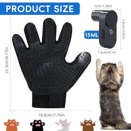 Image of Qpets Pet Grooming Glove & Water Sprayer, Deshedding & Massaging Mitt for Cats & Dogs Wet /Dry Use with Silicone Bristles Fur Remover for Bathing & Shedding Control