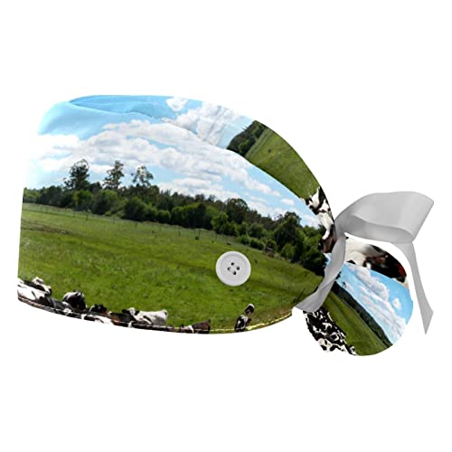 Chapeaux bouffants vaches JDEZ casquettes de travail ajustables cheveux longs courts