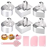 Hejo Dessertringe, 6 Stück Tortenring, Edelstahl Speiseringe, Servierring mit 3 Kunststoff Kuchenschaber und 1 Eiertrenner für Torten, Gebäckmousse und Desserts