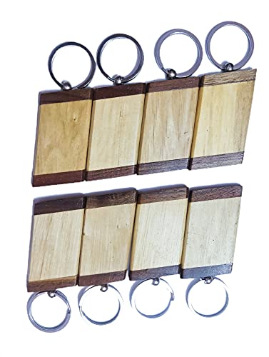 Image of Empty Wooden Keychains, Laser Engravable, Printable & Writable, Pack of 10 Assorted Shapes, 5cm x 3cm