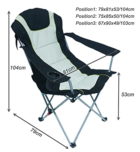 HOMECALL Folding Camping Chair Armrest with Cup Holder Adjustable Backrest - Image 4