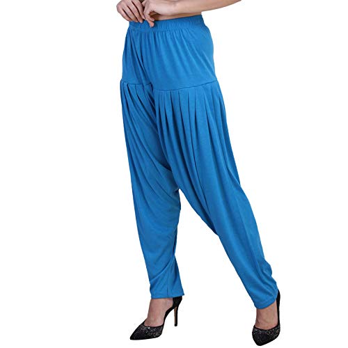 Women Solid Shade Viscose Blend Stylish Single Reguar Patiala Pants Harem Pants Turquoiese Blue-image-44