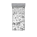 Ambesonne Gamer Themed Home and Dorm Decor Bedding Set with Sheet & Covers Monochrome Sketch Style...