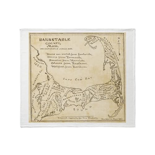 CafePress Old Cape Cod Map Fleece Throw 60x50