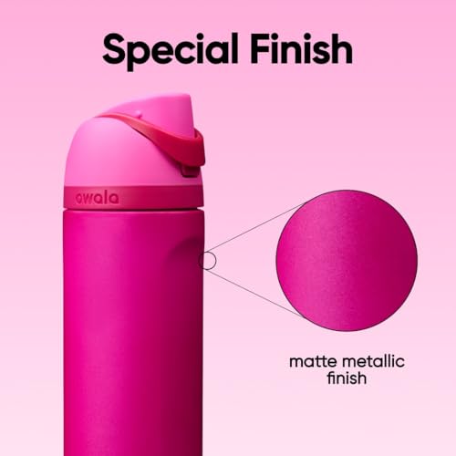 Image of Owala FreeSip Insulated Stainless Steel Water Bottle with Straw, BPA-Free Sports Water Bottle, Great for Travel, 24 Oz, Read My Lips