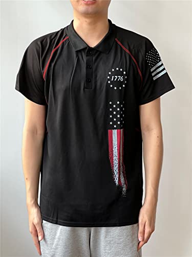 HARGLESMAN Men's 1776 Independence Day American Flag Short Sleeve Polo Golft Shirt(S-3XL)2