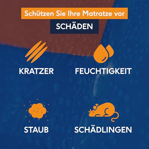 Matratzenhülle 90x200cm aus dickem Kunststoff – Schutz für Aufbewahrung und Umzug – Dicke 30cm – wasserdichte und reißfeste Aufbewahrungstasche mit Reißverschluss