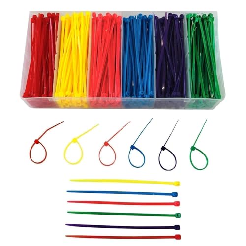 Small 4 inch Multicolor [Zip Cable Tie]s 480pcs Assorted Color for Marking Chickens Legs or Deco Mesh Wreath Supplies Pink Red Purple Yellow Blue Green