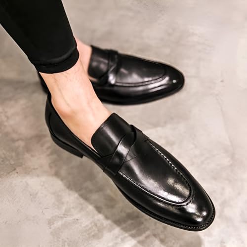 Ellniges]【Premium PU Loafers Men's Summer Slip-On Shoes | British Design【Breathable Casual Footwear】 with Lightweight Sole | Perfect for Saudi Climate - From Office to Jeddah Corniche Walks