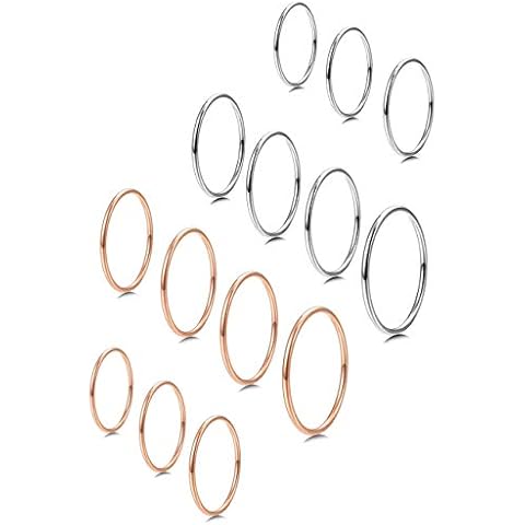MILACOLATO Silver and Rose Gold Stacking Rings Cover