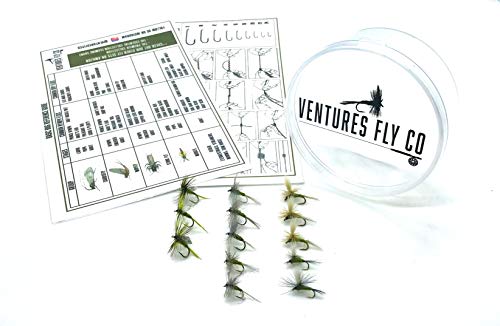 Ventures Fly Co. | Blue Wing Olive Bakerâ€™s Dozen Pack | 13 Premium Hand-Tied Fly Fishing Flies | Water-Proof Fly Cup Included | Dry Flies Perfect for Trout, Bass, Panfish, Bluegill, and More!