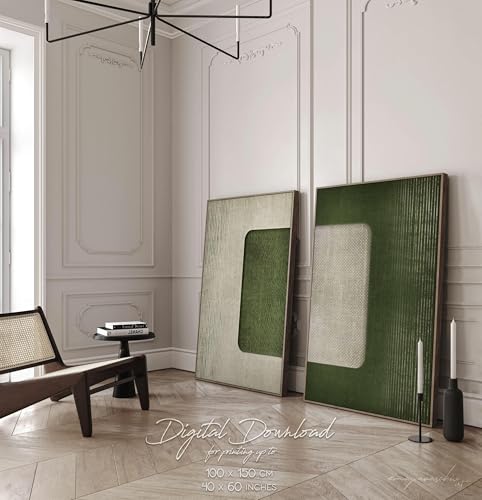 Art imprimable vert olive grand format 60x80cm pour décoration murale minimaliste de salon