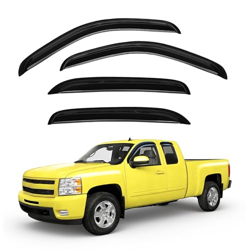 Image of Silverado Rain Guards - Window Visors for 2007-2013 Chevy Silverado /GMC Sierra 1500 /Avalanche Crew Cab, Out-Channel Rain Guards for 2007-2014 Silverado /Sierra 2500HD-3500HD /Suburban /Yukon XL