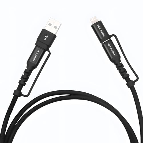 Image of TexoVera 4-in-1 Type-C with 60W Fast Charging, 480Mbps Data Sync, PD Technology, Compatible with All Type-C and Apple Devices, 1.2m