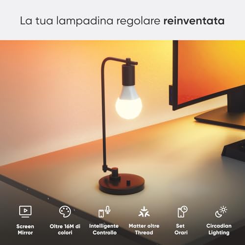 Nanoleaf Matter Essentials 3 Lampadine LED E27 RGBW Smart e Dimmerabile - Luci Led 16M Colori, Matter over Thread, Bluetooth, Funziona con Google Home Apple, Sincronia Musica e Monitor, Casa e Gaming - Immagine 1