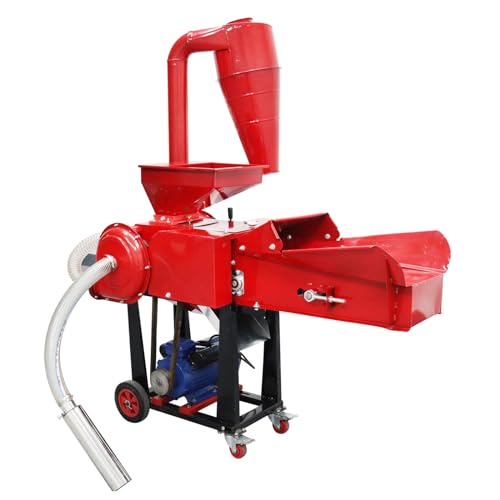 HayWHNKN Electric Hay Crusher Dry-Wet Hay Straw Cutter 6-Blade Hay Cutter Pulverizer 500kg/h with Self-priming Device for Feed Process with Cyclone Dust Collector Auto Feed 220v 3kw