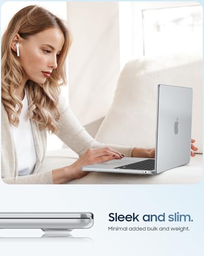 Image of Fintie Case for MacBook Air 13.6 A3449 /A3240 /A3113 /A2681, Frost Clear | 2022-2026, M2 /M3 /M4 /M5, Snap-On Shell Cover, Full Port Access, Easy On /Off, Lightweight