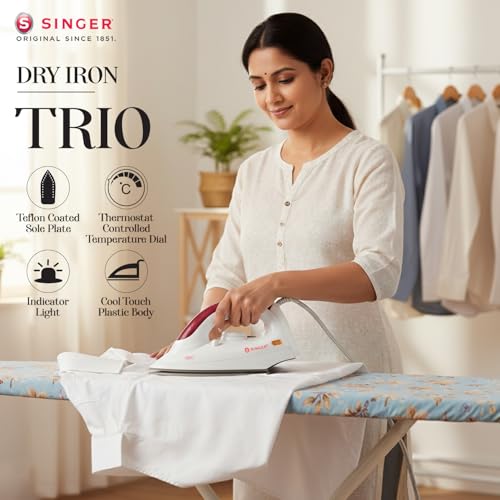 Image of SINGER Combo Pack Dry Iron (1000 W) & 1.5 L Kettle (1350 W) | Overheat Protection | Home & Kitchen Appliance Set | Auto Shut-Off | Gift Set