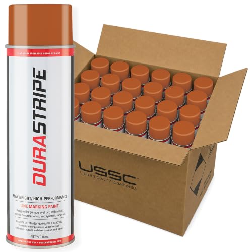 Image of Athletic Field Marking Paint - 2 Cases of 12 T-Tip Spray Cans (24 Total), 18 oz Each - Bright, Durable Field Striping Paint (Burnt Orange)