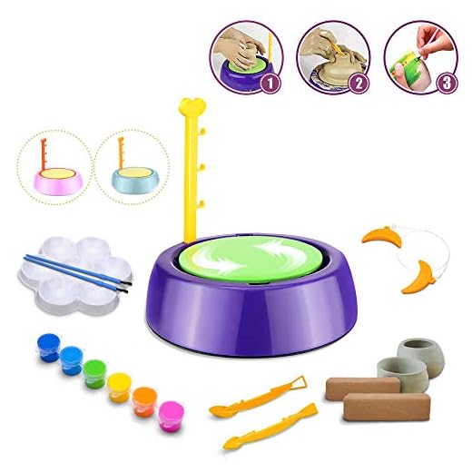 BuddynBuddies- Pottery Studio, Clay Pottery Wheel Craft Kit for Kids Age 8 and Up, Air Dry Sculpting Clay and Craft Paint kit for Kids, Educational Toy for Kids Beginners