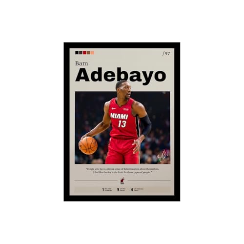 BLINKART Bam Adebayo | Nba Basketball Player | Synthetic Wood Photo Framed Wall Hanging Poster Room & Office Bedroom Living Boys And Girl Room Home Wall Hanging | 13x10 Inches
