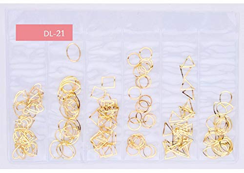 Star Month Hollow Gold and Silver Nail Art Metal Shell 3D Nail Decoration Studs Rhinestones Nail Art Design Charms Stone 1 Bag (DL-21)