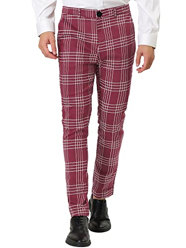 Lars Amadeus Men's Dress Plaid Pants Formal Slim Fit Printed Business Checked Trousers