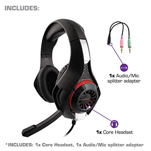 Amazon Com Nyko Core Headset Stereo Gaming Headset For Ps4 Ps5 Xbox One Xbox Series X Switch Mac And Pc Over Ear Headphones Red Leds Soft Ear Cushions Not Machine Specific