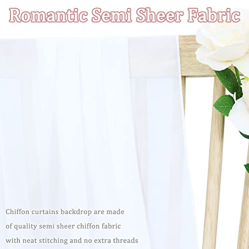 Image of FOTSHARER White Ceiling Drapes for Weddings 5FTx30FT 2 Panels Chiffon Arch Draping Fabric Sheer Curtains for Chiffon Ceiling Drapery Tulle Ceiling Drapes for Wedding Party Ceremony Swag Tent Decor