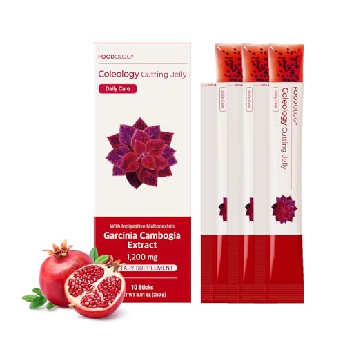 FOODOLOGY Coleology Cutting Stick Jelly (Pomegranate) Dietary Fiber Supplement for Healthy Weight Management Chia Seeds & Garcinia Cambogia Korean Beauty with Collagen 30 Sticks