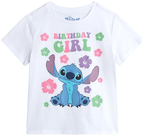 Disney Minnie Mouse Lilo and Stitch Elsa Girls Short Sleeve Birthday Shirts Size 8 Stitch White Flowers