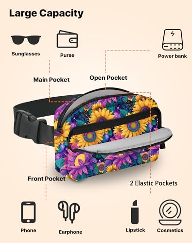 Image of Sunflower Fanny Pack for Women Belt Bag Fashion Everywhere Waist Pouch Lightweight Crossbody Bags with Adjustable Strap