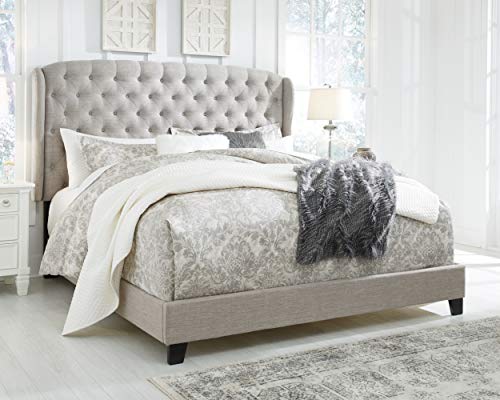 Signature Design by Ashley Jerary Button Tufted Upholstered Bed Frame, King, Cream