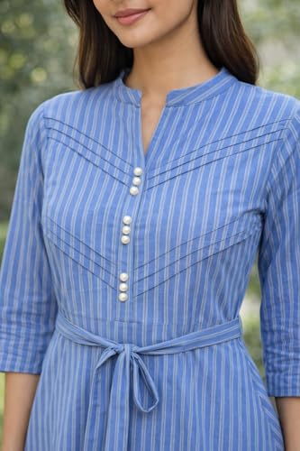 Image of CAMEY Women Striped Cotton Dress