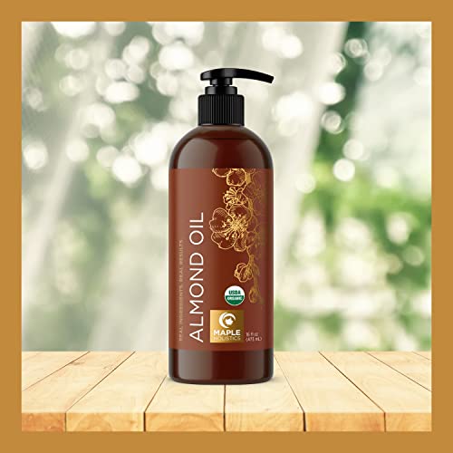 Usda Organic Sweet Almond Oil - Pure Cold Pressed Organic Almond Oil For Skin Hair And Nails - Moisturizing Organic Body Oil For Women And Men Plus Carrier Oil For Essential Oils Mixing 16Oz #TOP3